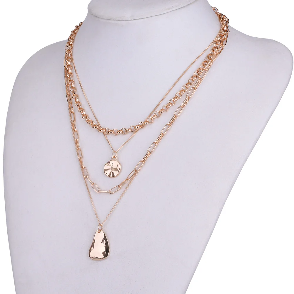 EPI многослойное ожерелье-цепочка с круглым ожерелье подвеской в виде полумесяца