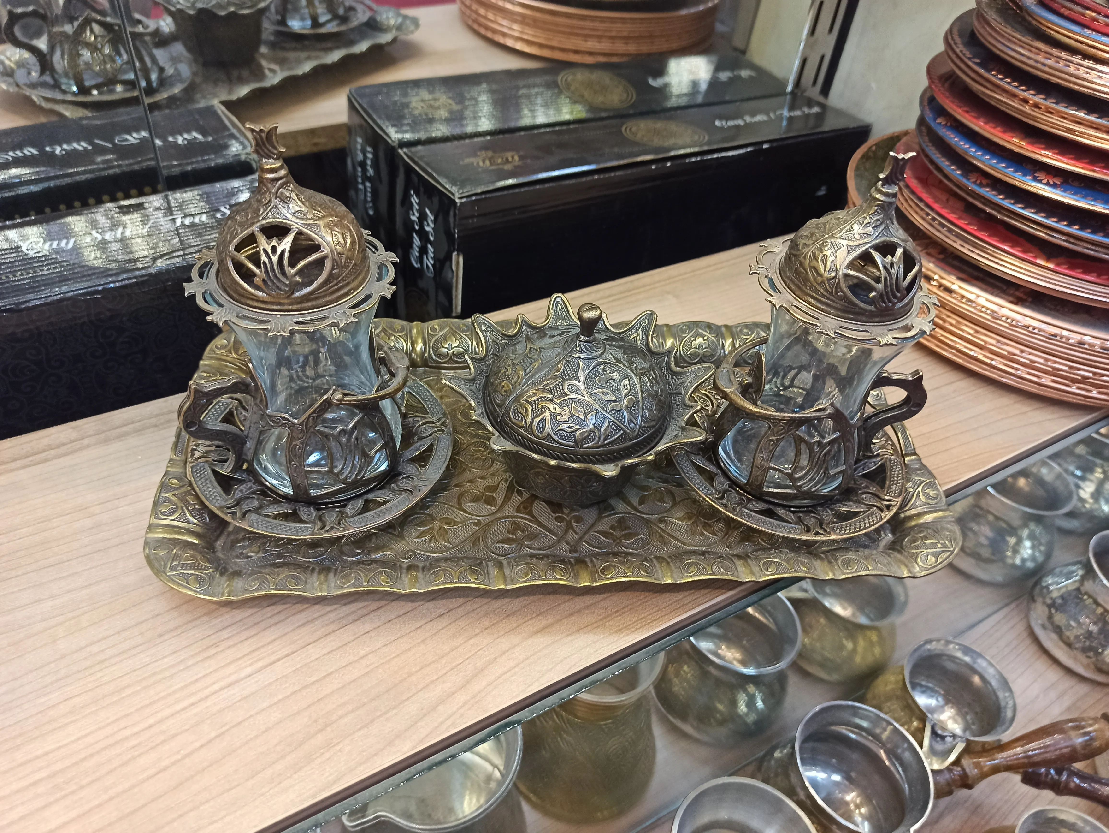 

Ottoman authentic design turkish arabic tea set for 6 serve tea cups saucers tray with lids arbitrary sugar dish free