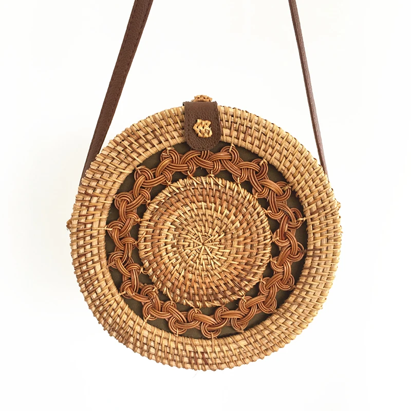 

Straw Woven Summer Bags for Beach Round Bag Hollow Hand-made Straw Baskets