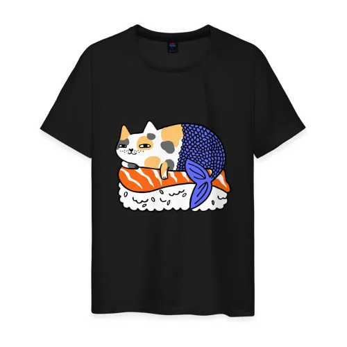 Мужская футболка хлопок Sushi Cat | одежда
