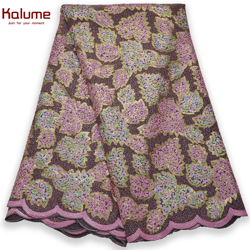 

Африканская бархатная кружевная ткань Kalume, блестки, высокое качество, Французская ткань, нигерийская Кружевная Ткань 5 ярдов для «сделай са...