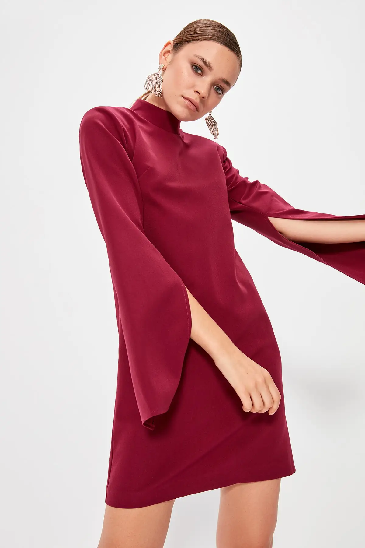 Trendyol фиолетовый плащ рукав платье TPRAW20EL0882