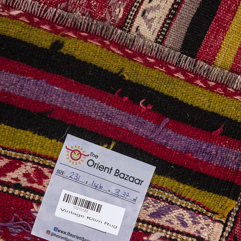 Декоративный красный полосатый ковер 7x4 вышитый килим Традиционный Ковер яркий