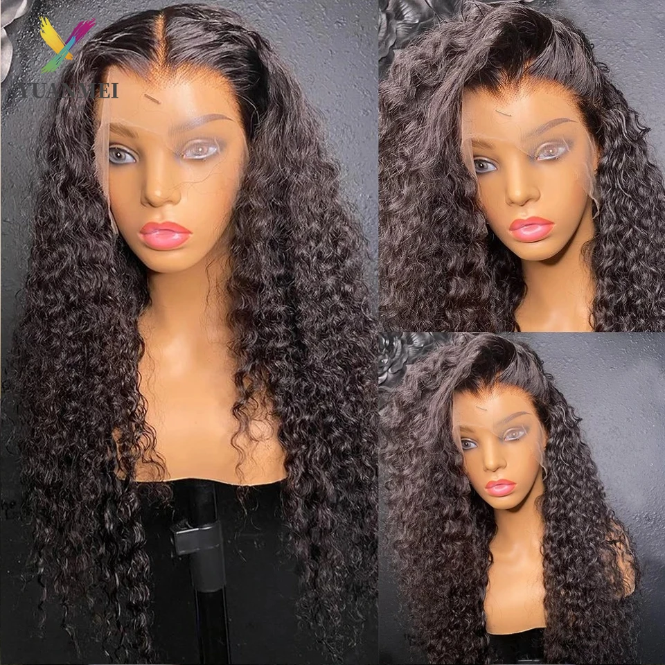 250 Density Afro Kinky Curly Lace Front Wig Brazilian Curly 13X4 Human Hair Lace Frontal Wigs For Women 30 inch Lace Front Wig