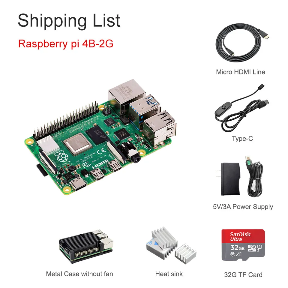 2Gwith Accessories1 Последние Raspberry Pi 4 Модель B LPDDR4 2G/4G Quad-core Cortex-A72(ARM v8) 64-бит 1,5 Ghz Dual core 4K HDMI Выход Мощность чем 3B - Комплект: 2Gwith Accessories1