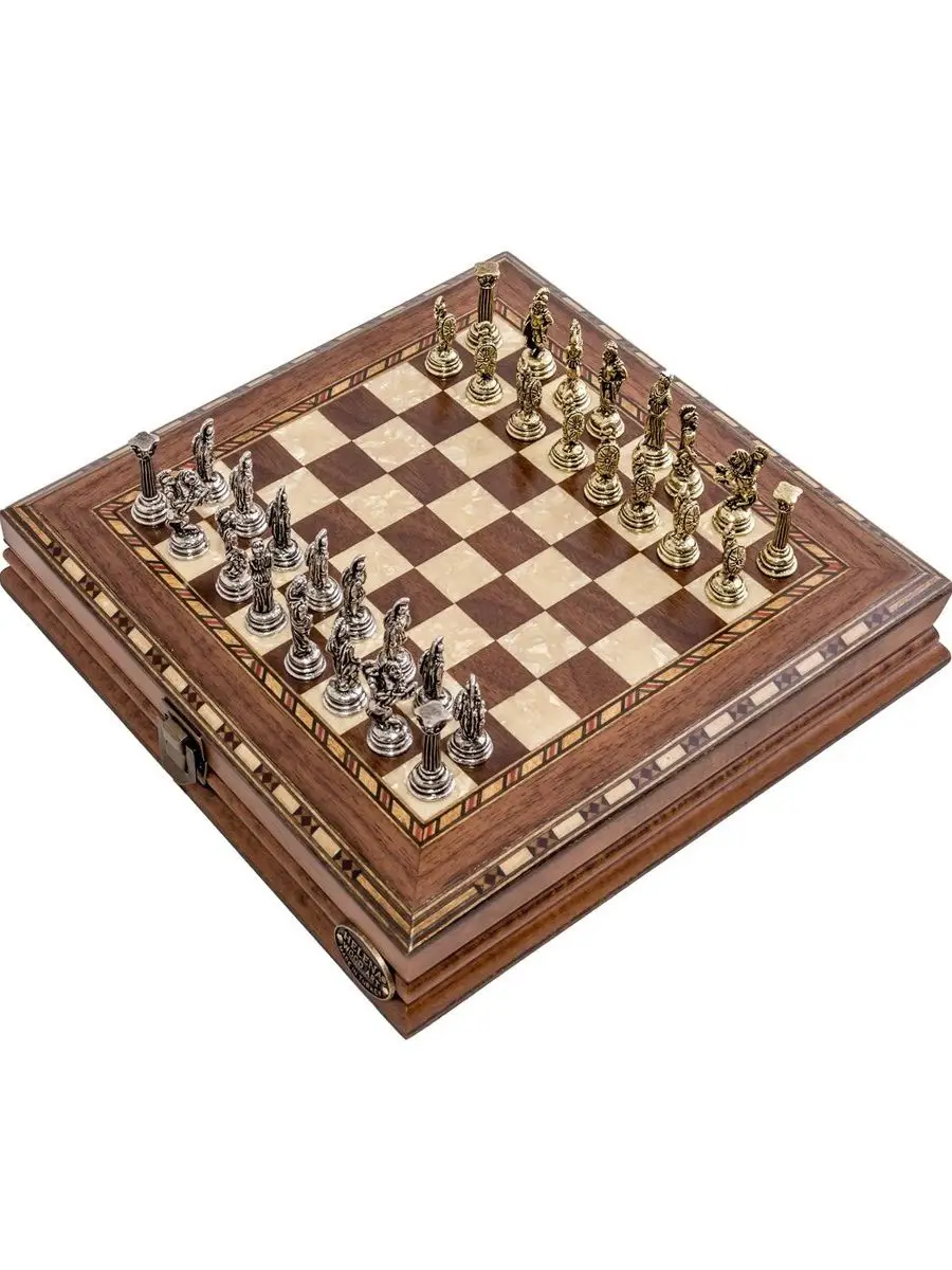 

Шахматы из орехового дерева, 25x25x5 см, малые, винтажные, деревенские, профессиональный дизайн, мозаичные мотивы, искусство ручной работы