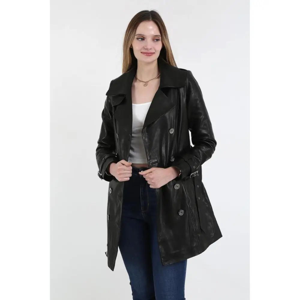 Genuine Leather Women's Black Coat Leather Jacket Luxury Genuine Lambskin Back Jacket Coat Female Jacket Casual woman
