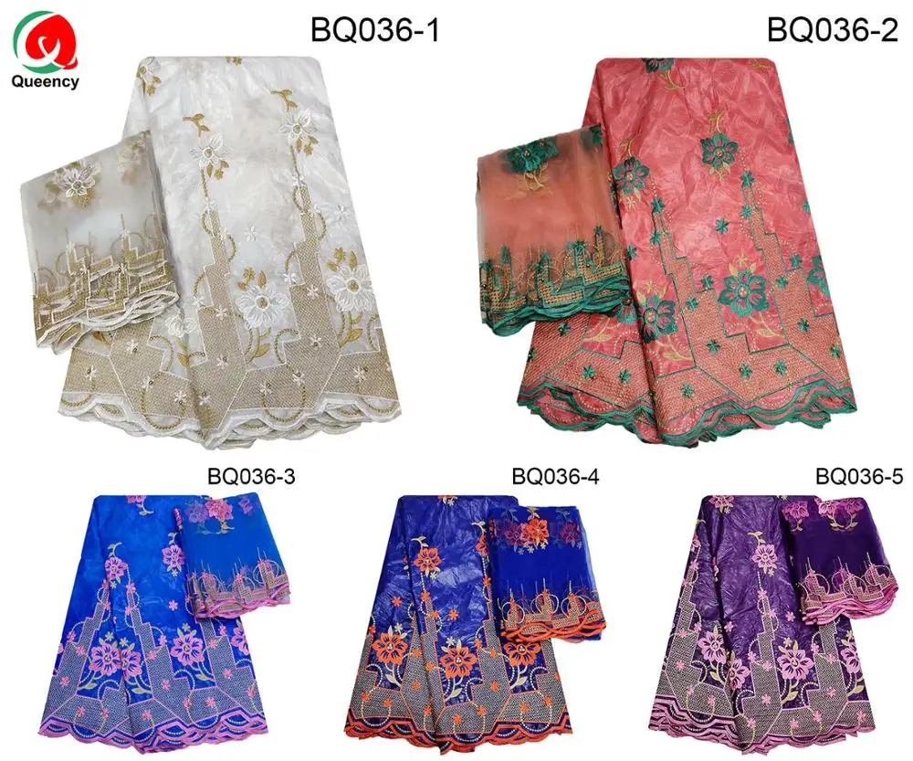 BQ036 Бесплатная доставка-Африканский Базен Fabirc матч кружева хорошая вышивка снизу