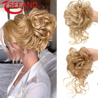 seeano synthetic chignon messy hair bun hair scrunchies extension curly wavy messy synthetic chignon for women updo hairpiece