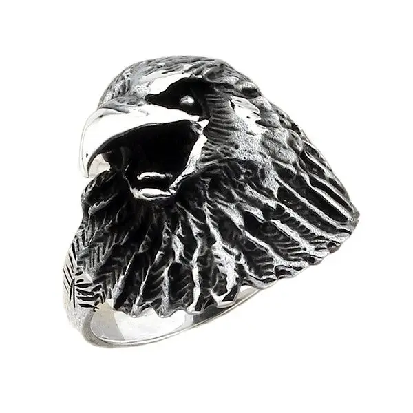 

Стерлингового серебра убийца кольцо с изображением ворона перстень туфли ручной работы серебристого цвета; Для мужчин кольцо серебро Для ж...