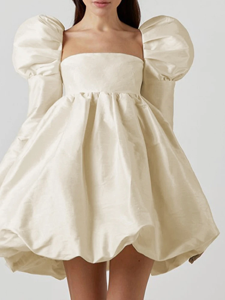 Rapwriter Elegant A Line Dress Vintage Square Collar Party Dress Korean Evening Prom Dress Romantic Black Short Dress For Girl