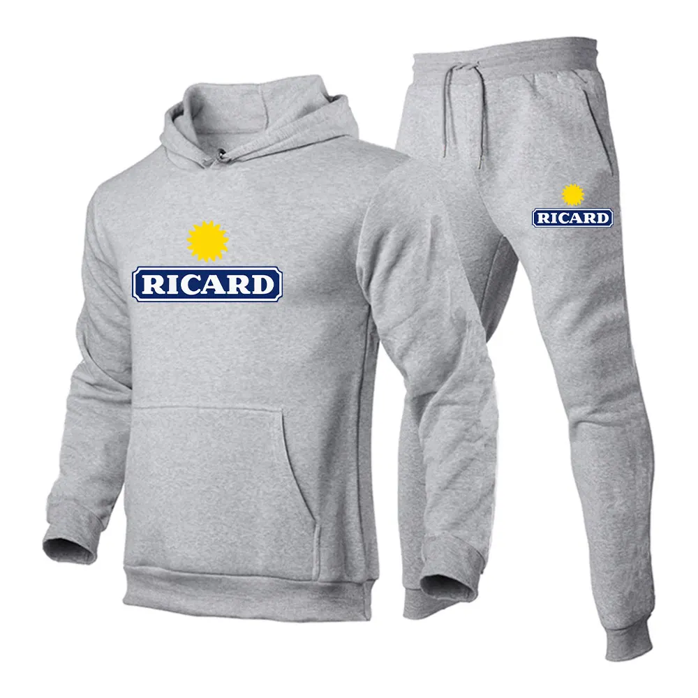 

Ricard мужская толстовка с капюшоном + штаны для бега пуловер Крутая толстовка спортивная одежда Повседневная Уличная одежда спортивные компл...