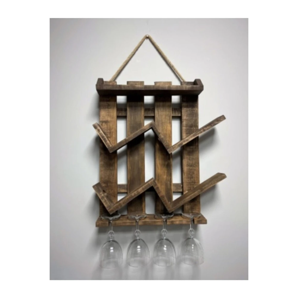 

Vintage Oak Wood Stand Wall Mounted 4 Bottle Glasses For Wine Whiskey Bourbon Furniture Decoration Home Drinks Cabinet