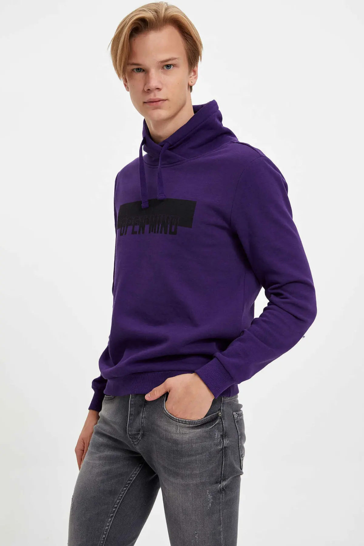 Дефакто мужские фиолетовые зимние водолазки Толстовки и свитшоты с длинным