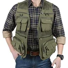 Разгрузочный мужской жилет, тактическая куртка, летняя жилетка фотографа, инструмент, много карманов, сетчатая Рабочая куртка без рукавов для мужчин