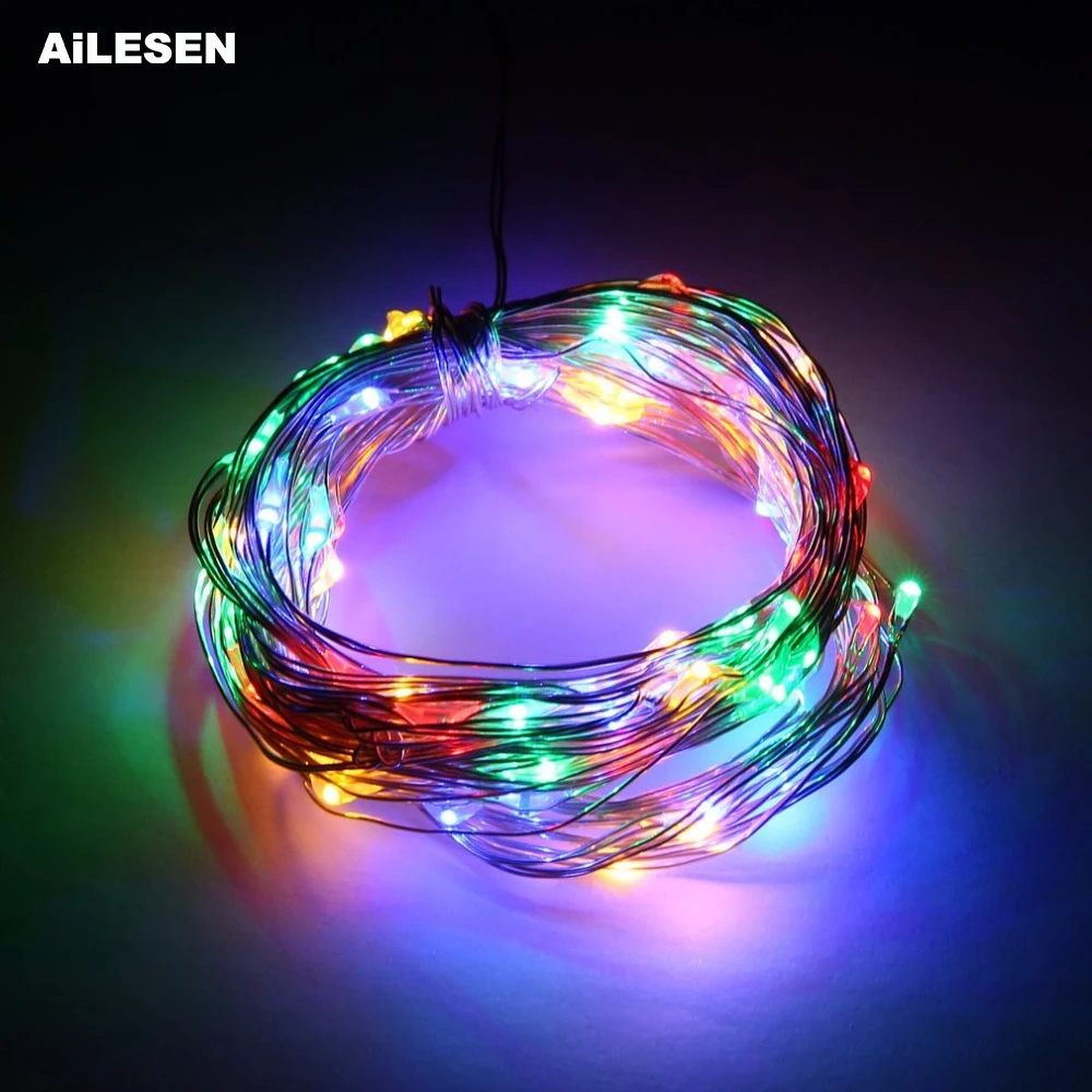 

10m 100 LED Waterproof Battery Box Silver Wire String Light Fairy Christmas Decorative Lamp Light With 8 Function Remote Control