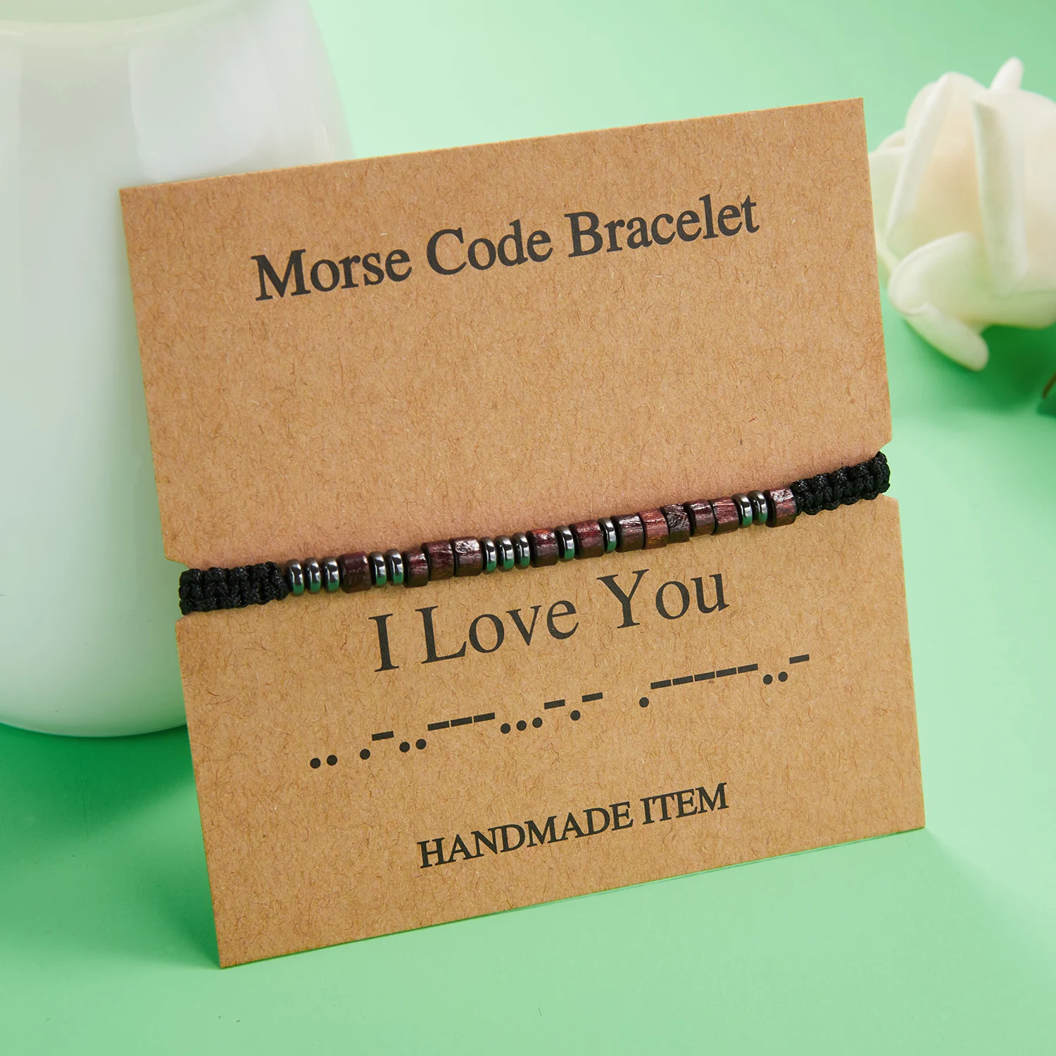 

I Love You Be Brave Morse Code Bracelets Women Men Handmade Black Rope Beaded Braided Bracelet Couple Jewelry Friendship Gifts