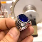 Рыцарь чехол сапфир Темно-Синий Серебряный Мужской кольцо
