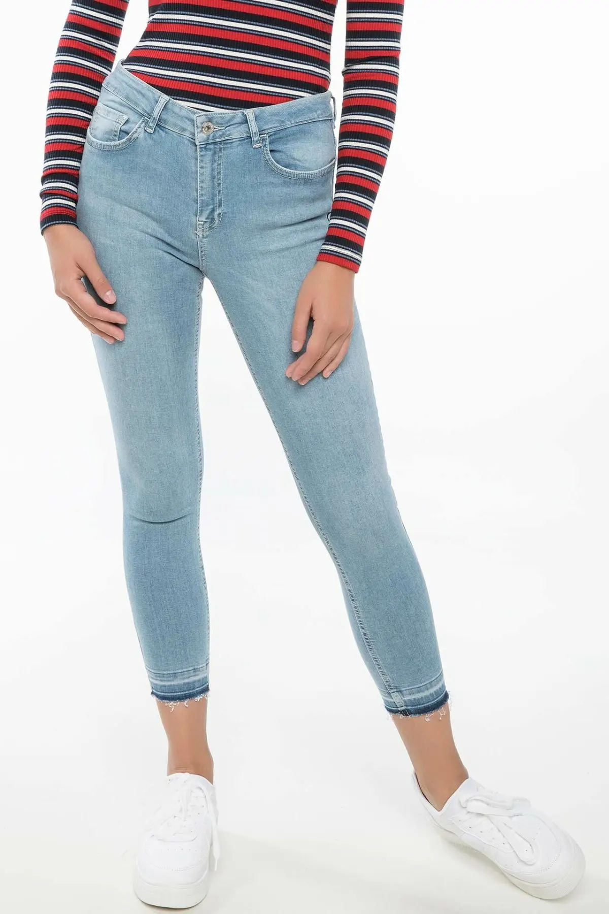 Дефакто светильник синие женские облегающие джинсы джинсовые повседневные с