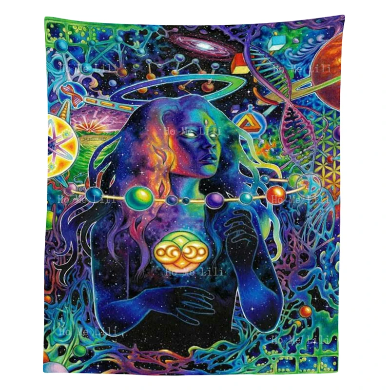 

Cosmos Goddess Meditating Psychedelic Mad Hatter Weird And Wonderful Wonderland Tapestry By Ho Me Lili Trance Party Visual Art