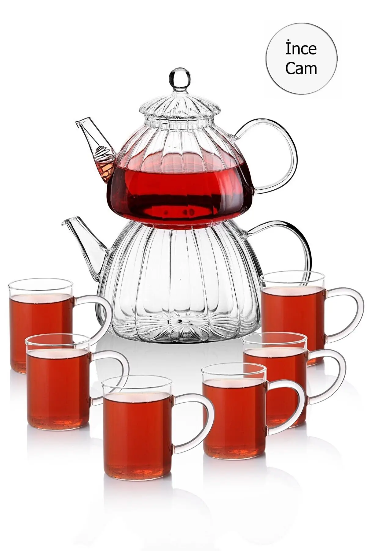 

Glass Teapot And 6 Piece Mug & Glass Set Kitchen Breakfast Set Table Resturant Table Chic Chef