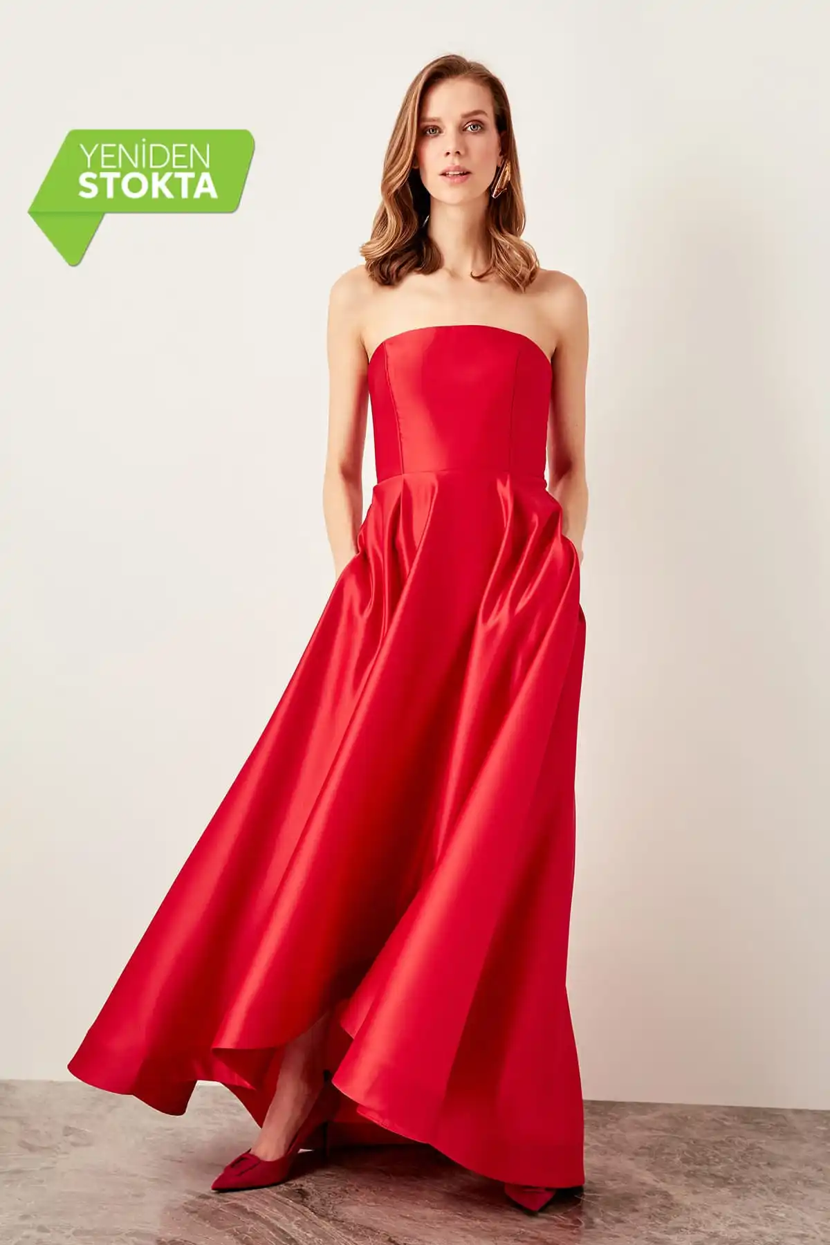 Trendyol вечернее платье без бретелек TPRSS19DE0031 | Свадьбы и торжества