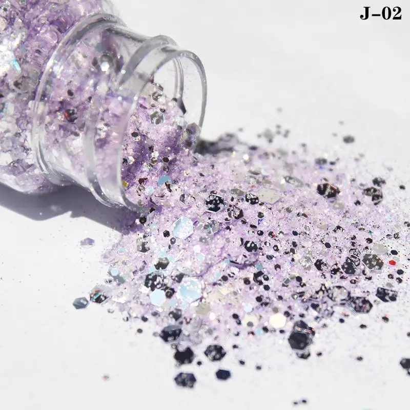 12 цветов 20 мл/коробка массивный блеск для ногтей шестигранная блестка Пудра