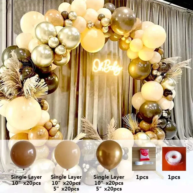 

Coffee Brown Balloon Garland Arch Set Birthday Party Decorations Kids Latex Balloon Baby Shower Teddy Bear Theme Ballon Decor