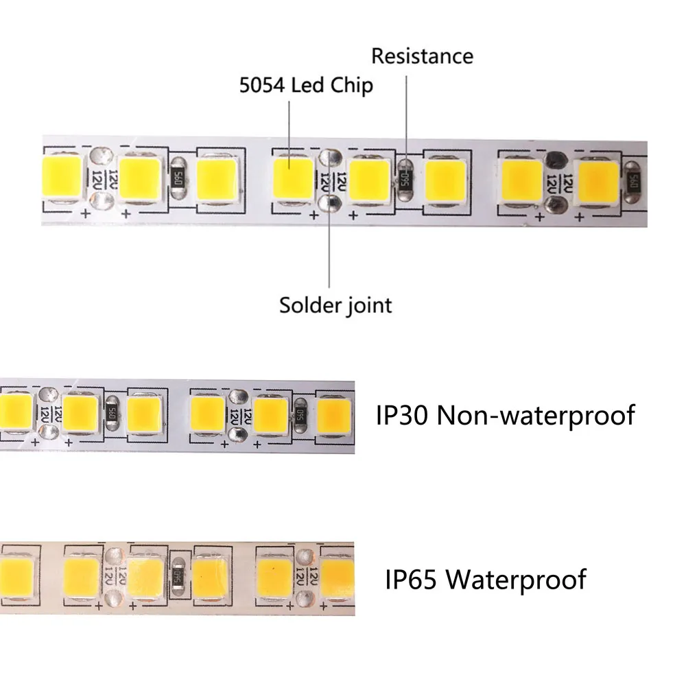 Супер яркая светодиодная лента SMD5054 водонепроницаемая гибкая ленточная лампа DC12V