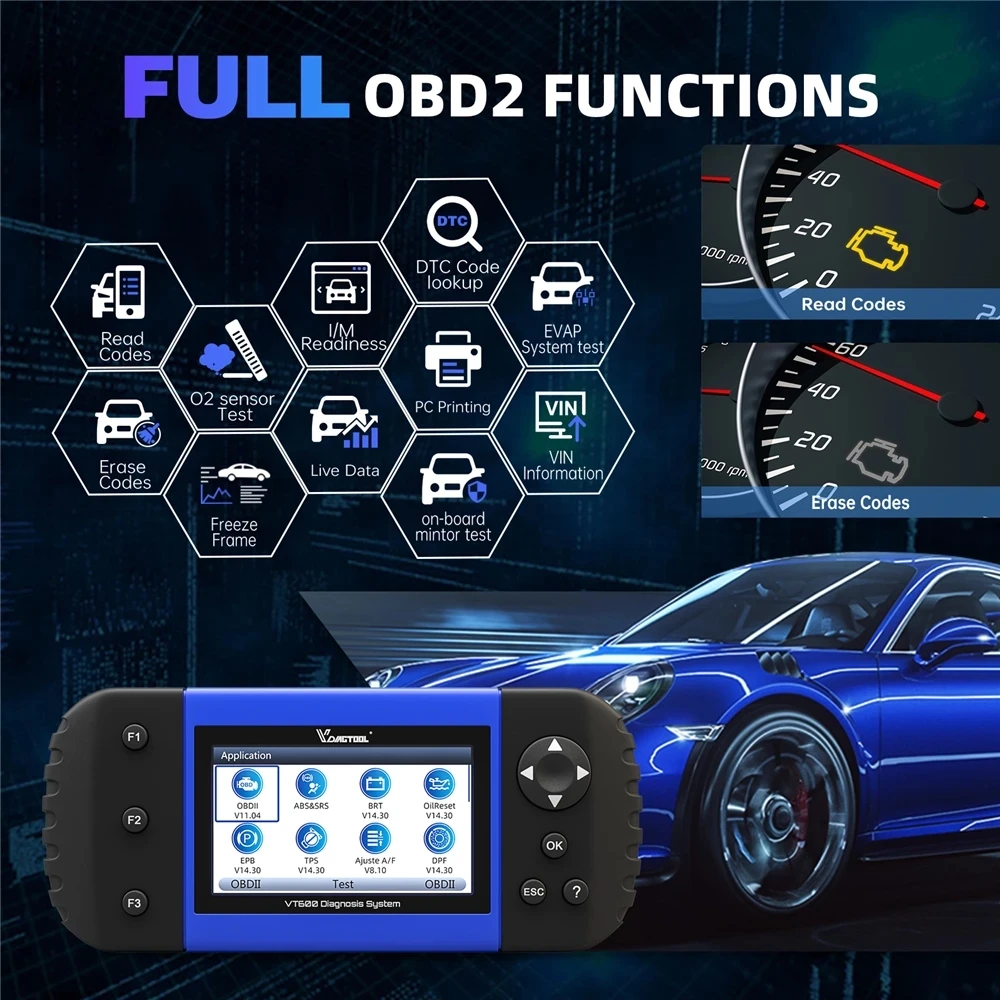 Автомобильный диагностический сканер VT600 OBD2 инструмент для кодирования