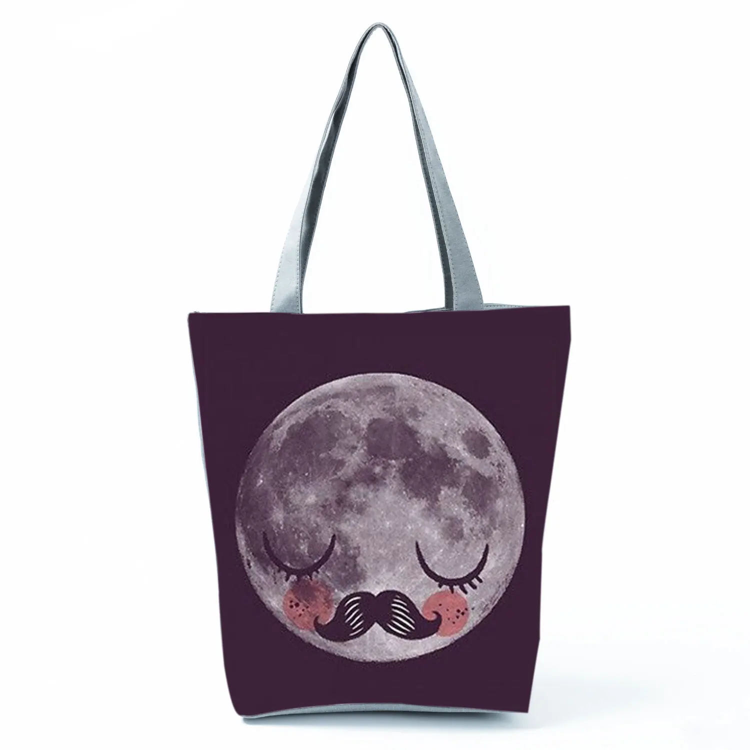 

Черные женские сумки Moon Shy с принтом, модные простые экологически чистые сумки на плечо, уличная Универсальная Портативная пляжная сумка