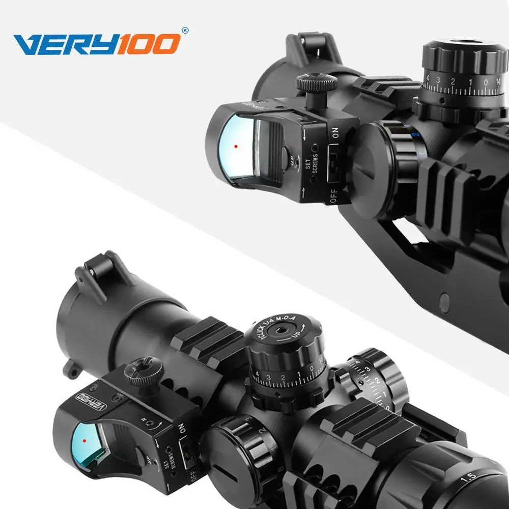 

VERY100 Mini Reflex Holographic Red Dot Sight Scope Dual Brightness 20mm Weaver Rail Mount