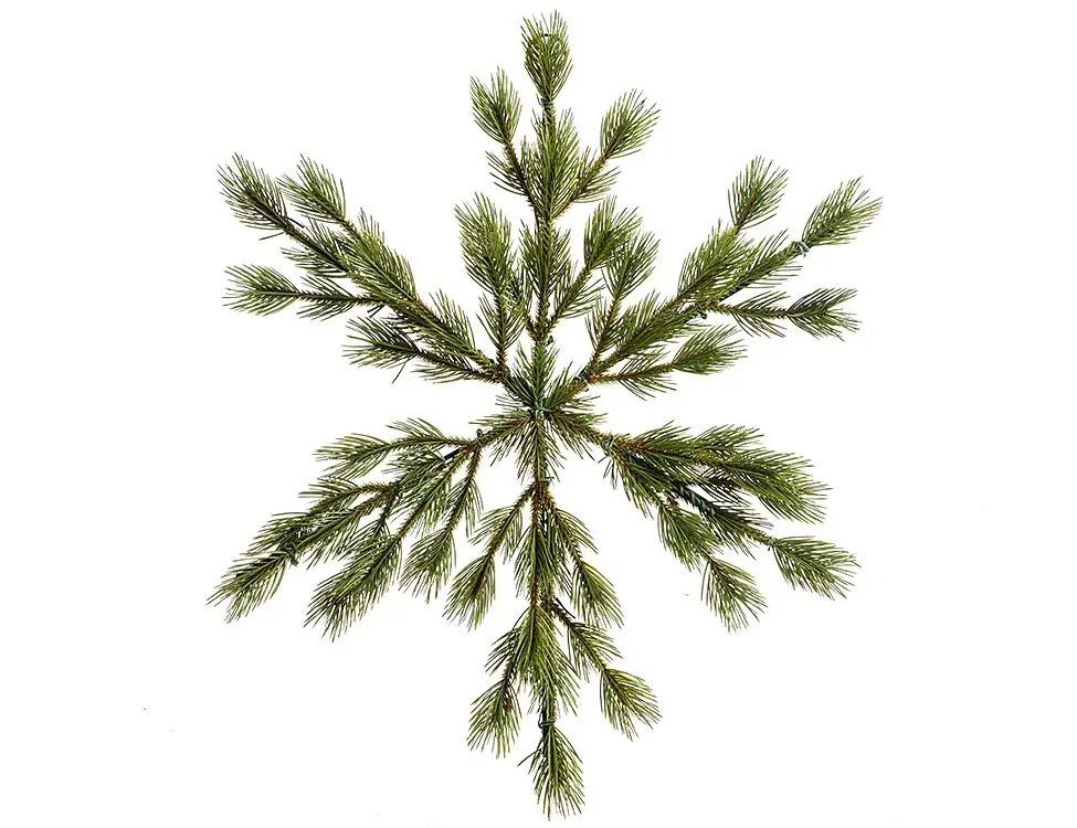 Хвойная композиция СНЕЖИНКА - СОСНОВЫЕ КИСТОЧКИ литая хвоя (100% PE) 39 см Kaemingk | Дом и