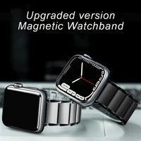 upgrade titanium grey watch strap for apple watch 45mm 41mm 44mm 42mm 40mm 38mm menwomen replacement belt for iwatch 7 6 5 4 3
