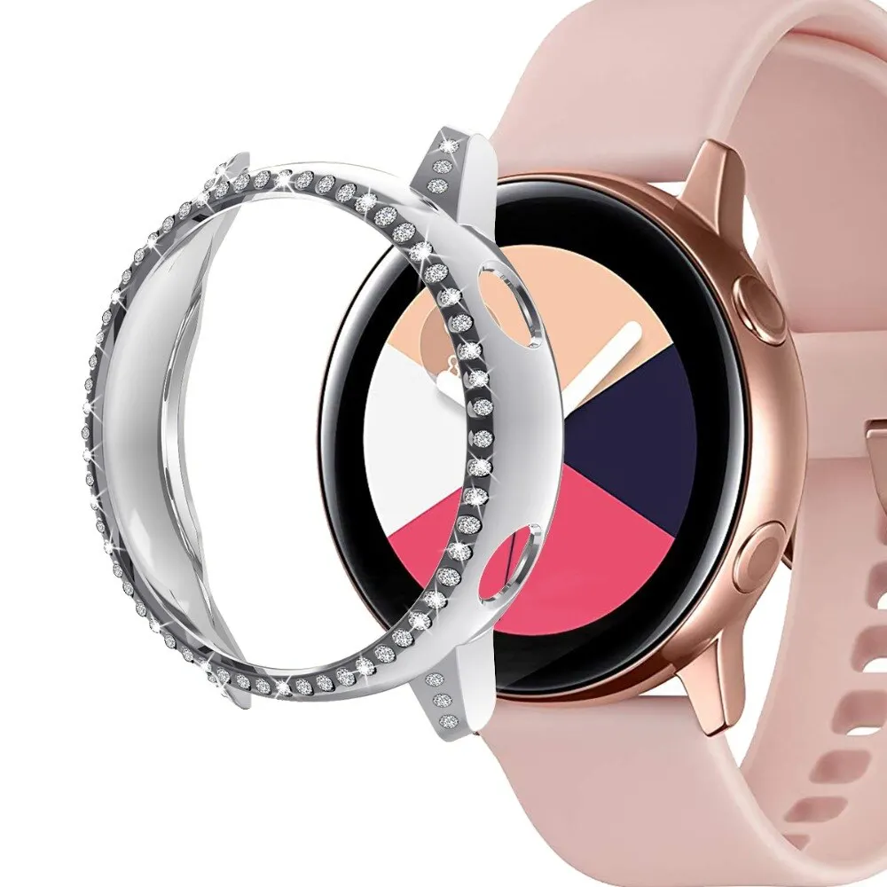 Блестящий чехол для samsung galaxy watch Active cover Diamond TUP Защитная пленка для экрана бампер Защита от падения, аксессуары - Цвет: Silver