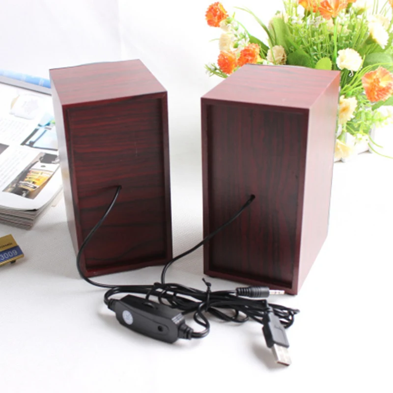 Портативная мини-колонка компьютер планшетофон бас 2 0 деревянная 1 пара - купить