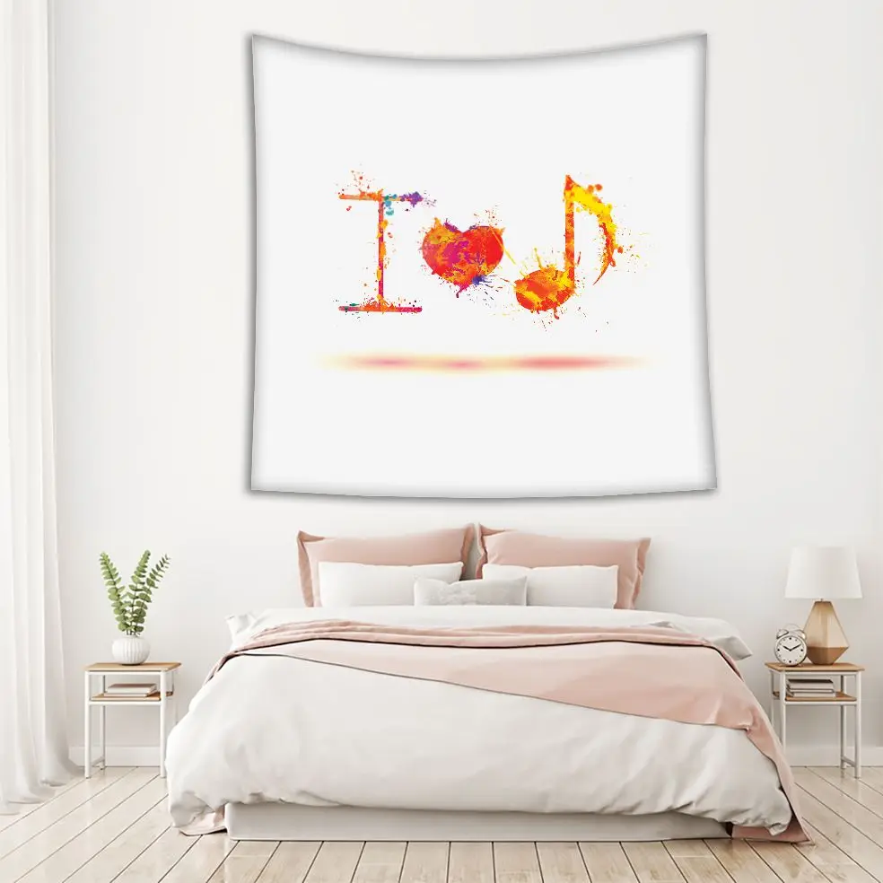 Гобелен I Love Music Design Elements красочный красный желтый оранжевый Note художественный