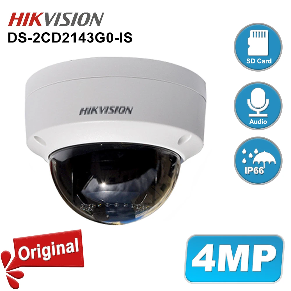 Hikvision Original DS 2CD2143G0 IS 4MP купольная IP камера с аудио PoE слот для SD карты наружная
