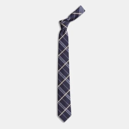 

Navy blue Brown Plaid Pattern Wool Silk Blended Tie 67825737