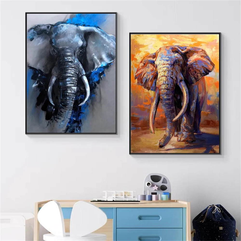 

Colorful Elephant Canvas Print Poster Animal Painting Wall Art Prints Graffiti Pop Style Nordic Wall Pictures For Living Room