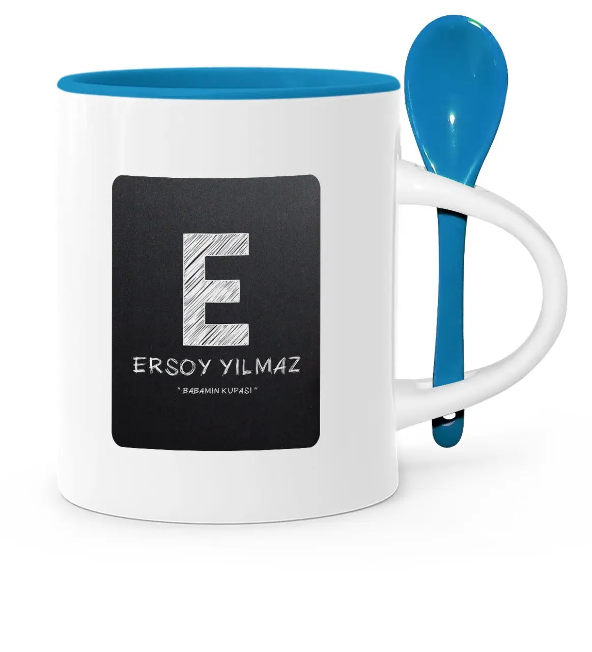 

День отца на заказ чашка для папы синяя ложка кружка-1