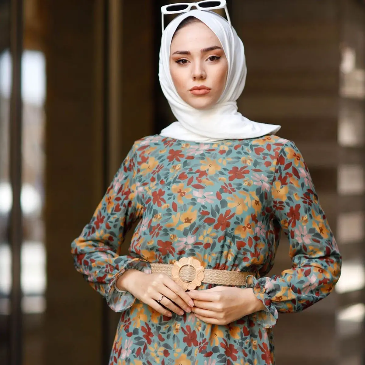 Шифоновое платье с принтом листьев, индейка, мусульманская мода, хиджаб, мусульманская одежда, Дубай, эксстанбустили, амбул 2021