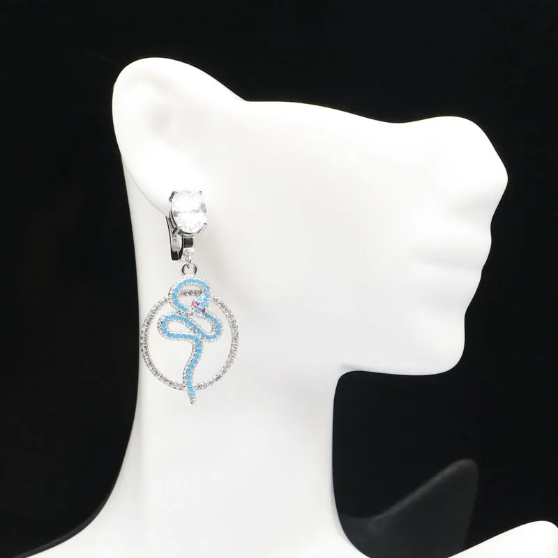 45x20 мм большой европейский дизайн Змея Форма создан Синий Бирюзовый Белый CZ для