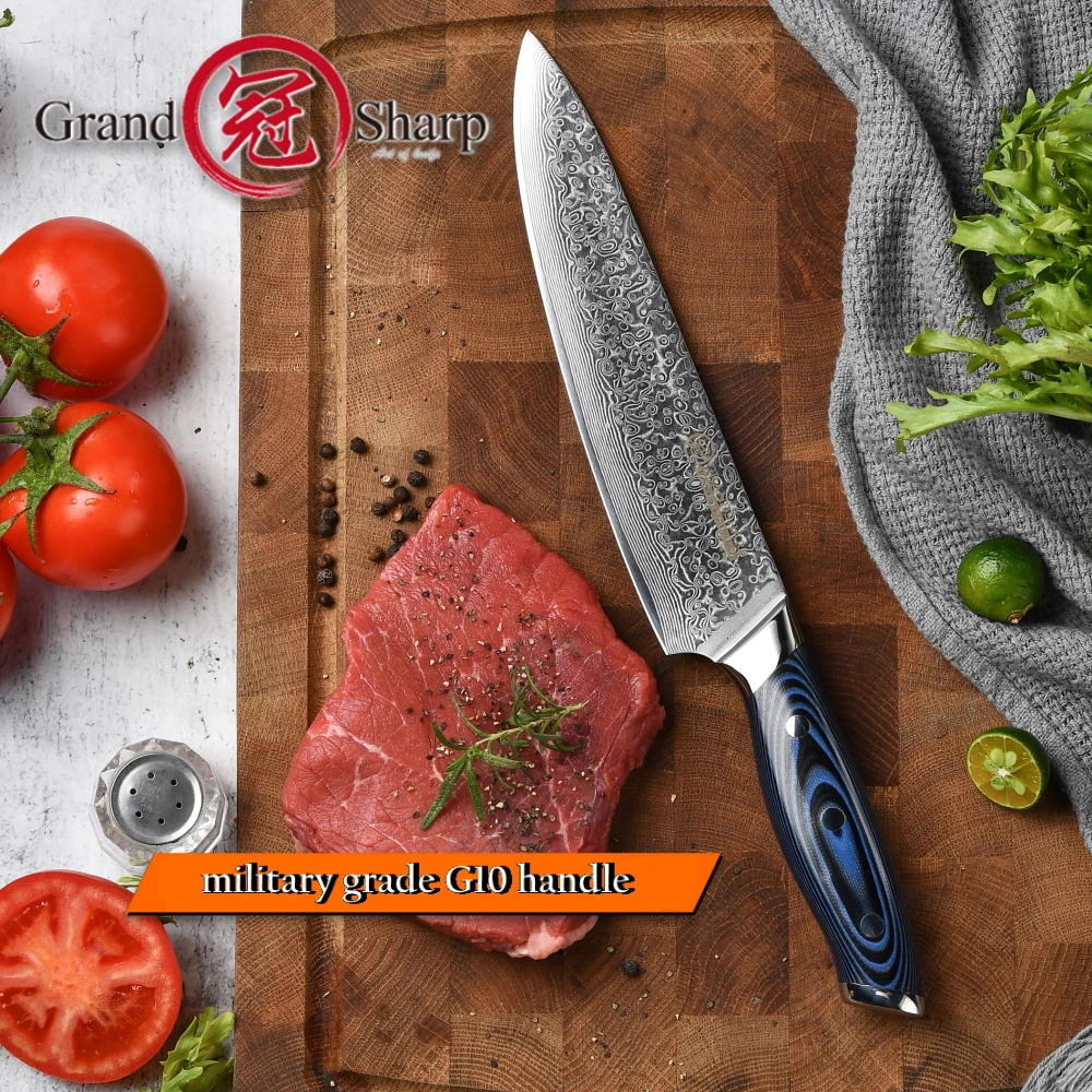 Нож шеф повара GRANDSHARP 8 дюймов японский дамасский нож Японский стальной кухонный