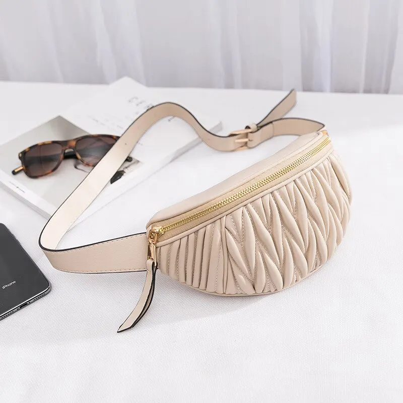 Лидер продаж дизайнерская бежевая сумка на пояс для девушек женская