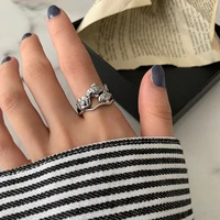 vintage crown ring for women stainless steel silver color fish animal finger ring korean fashion emo party jewelry bijoux femme