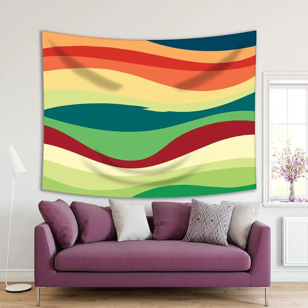 

Tapestry Colorful Abstract Wavy Pattern Nature Inspired Contemporary Decorating Elements Blue Green Red Orange