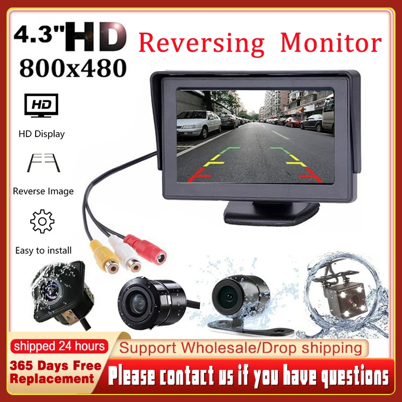 

4,3 дюймовый автомобильный монитор TFT ЖК-дисплей монитор для камеры заднего вида HD цифровой цветной Видеовход экран Автомобильный задний вид