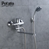 potato economic type cheap bathroom faucet with handheld wall mounted hot and cold water bathroom mixer bath shower tap p21214