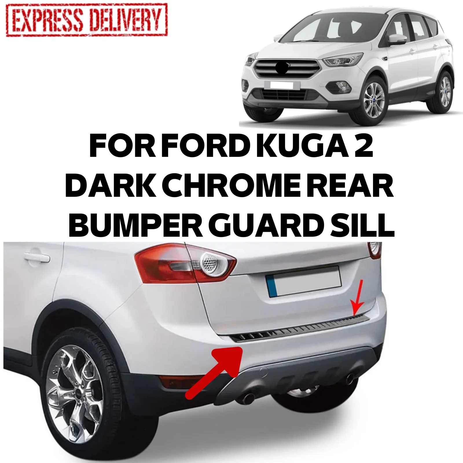 

Темный хромированный протектор для заднего бампера FORD KUGA 2 2012-2021 протектор порога багажа из нержавеющей стали